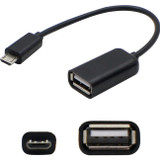 AddOn 5-Pack of 5in Micro-USB 2.0 (B) Male to USB 2.0 (A) Female Black On-the-Go Cables