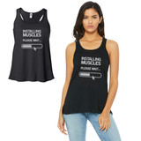Installing Muscles-SILVER Work Out Womens Black Tank Top