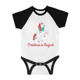 Christmas Magical Unicorn BKWT Baby Baseball Bodysuit