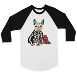 Frenchie Day Of Dead Funny Halloween Cute Womens Baseball Tee