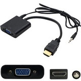 AddOn 5-Pack of HDMI Male to VGA Female Black Adapter Cables with 3.5mm Audio and Micro USB Ports