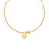 Toggle Necklace with Heart Charm in 14k Yellow Gold