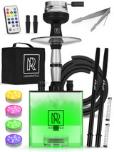 Portable Hookah Set with Everything   YADO Square Hookah To Go with Hookah Charcoal Holder and Black Silicone Hookah Bowl Set and Bag for Shisha Hookah Set