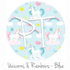 12"x12" Permanent Patterned Vinyl - Unicorns & Rainbows - Blue
