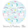 12"x12" Patterned Heat Transfer Vinyl - Unicorns & Rainbows - Blue