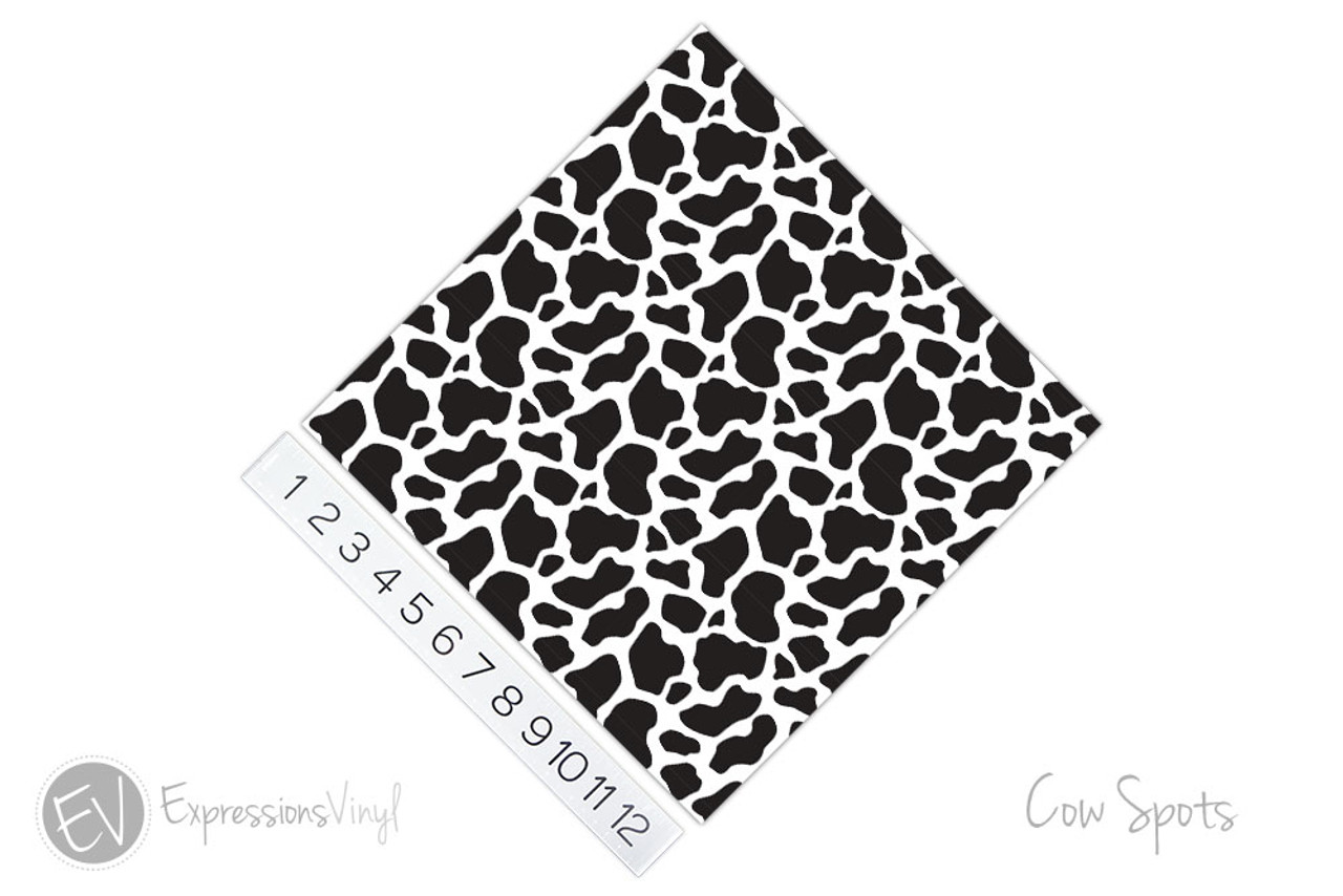 Printed Vinyl or HTV Cowhide Heat Transfer Printed Vinyl Pattern 8 X 12  Sheet for Shirts or Adhesive Vinyl for Cups Digitally Printed 