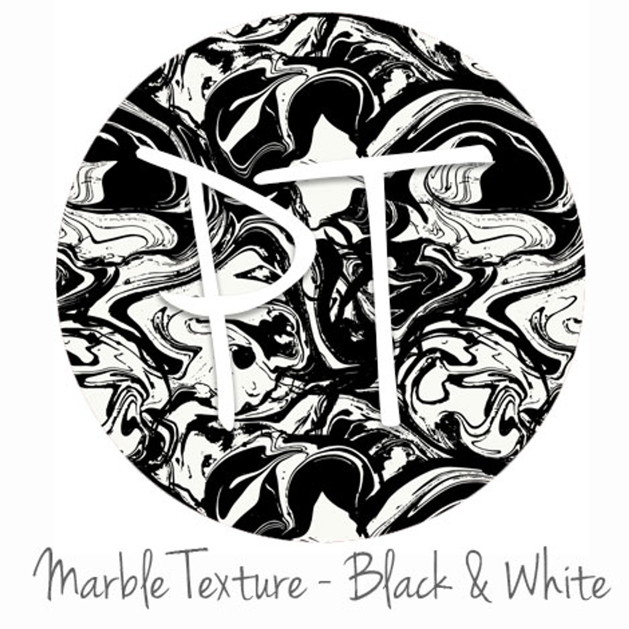 12x12 Permanent Patterned Vinyl - Marble Texture - Black & White