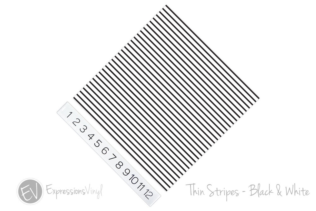 Striped Pattern HTV Vinyl or Adhesive Vinyl, Black and White