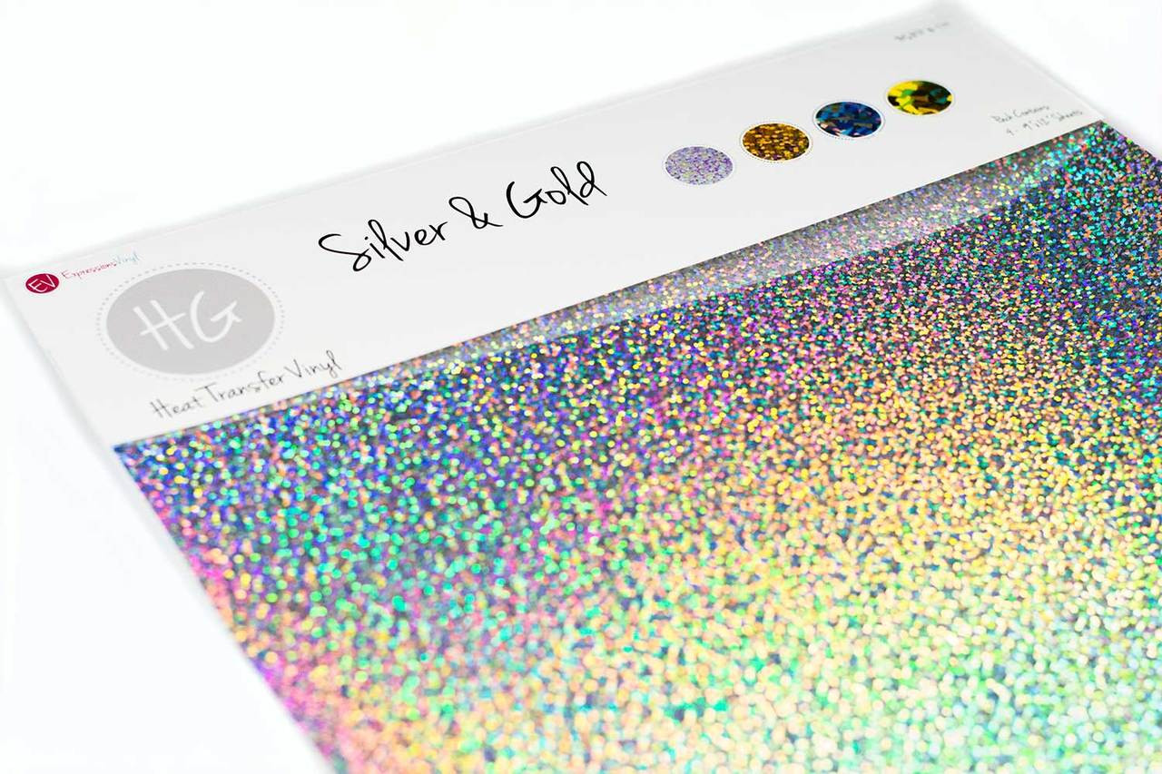12 X 20 Holo Silver Glitter HTV Heat Transfer Vinyl Sheet Sheets 