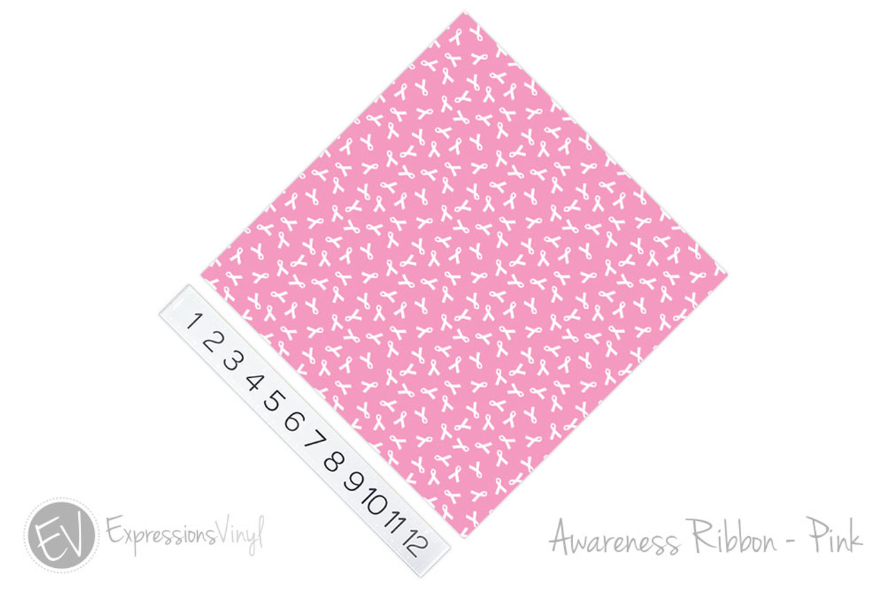 12x12 Permanent Patterned Vinyl - Awareness Ribbon Pink - Expressions  Vinyl