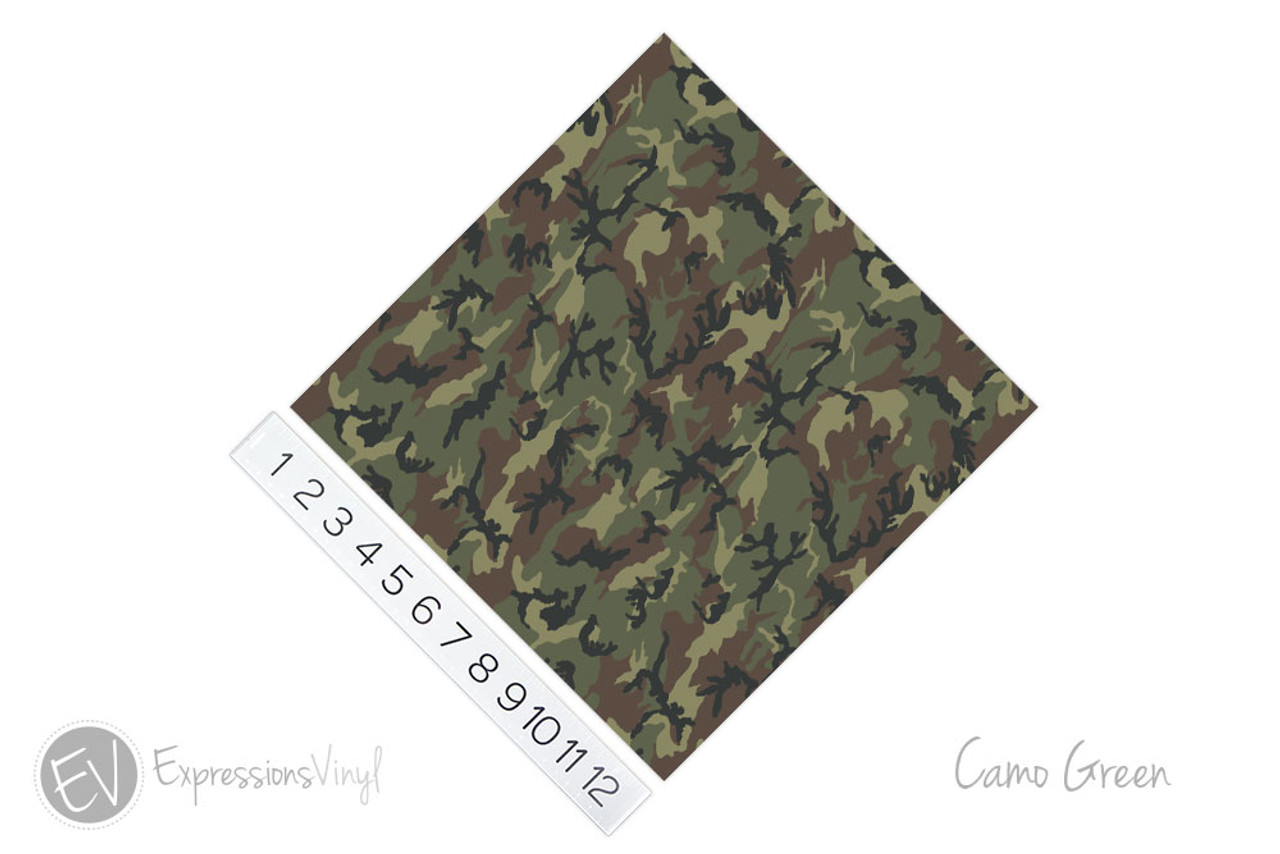 12x12 Permanent Patterned Vinyl - Camo Green - Expressions Vinyl