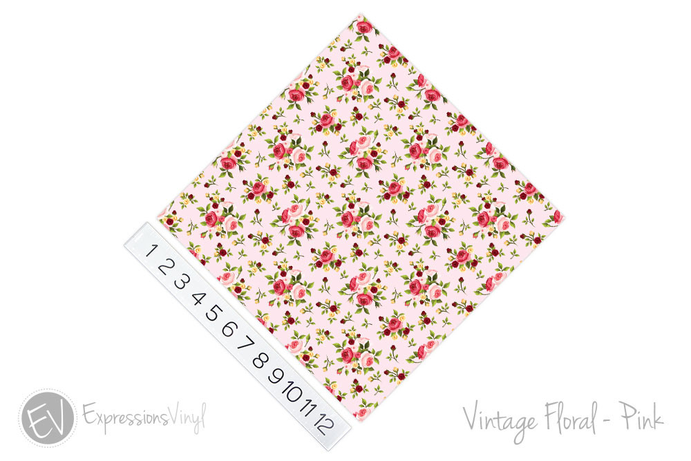 12"x12" Patterned Heat Transfer Vinyl - Vintage Floral - Pink - Expressions Vinyl