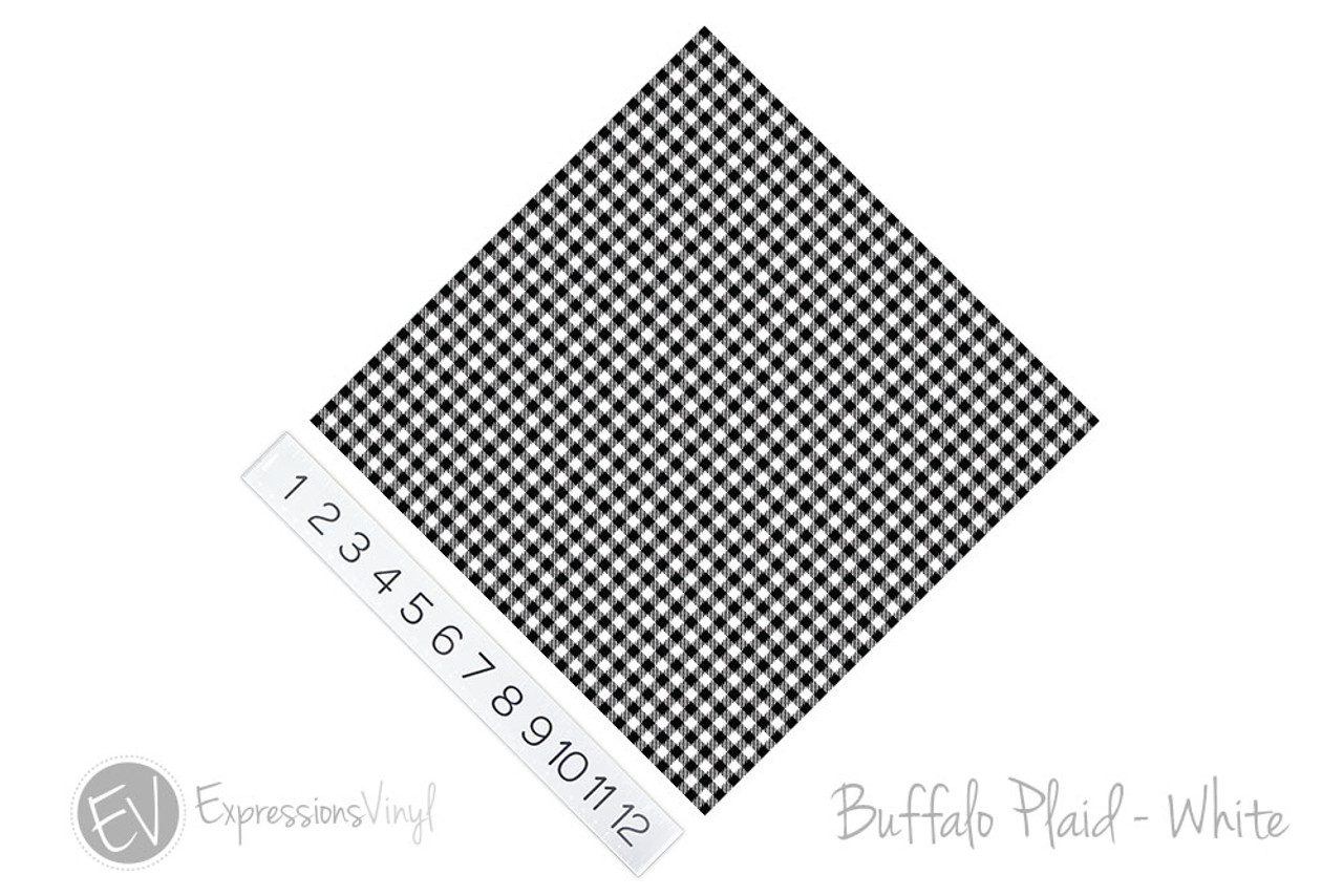 12x12 Permanent Patterned Vinyl - Buffalo Plaid - White
