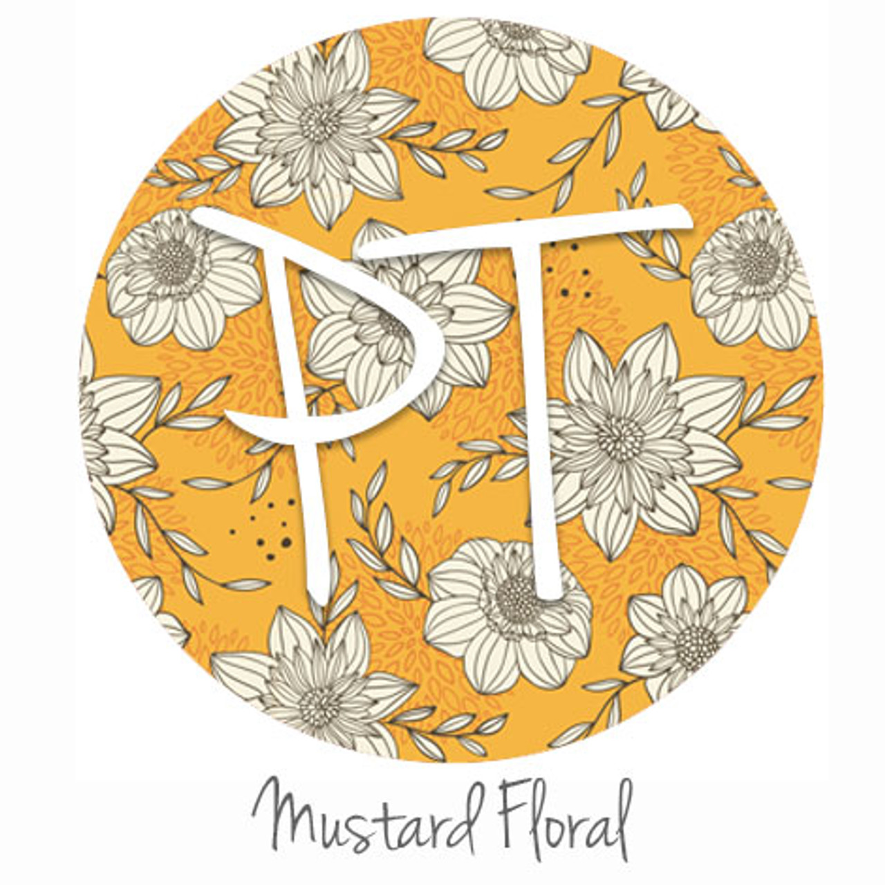 12x12 Permanent Patterned Vinyl - Mustard Floral - Expressions Vinyl