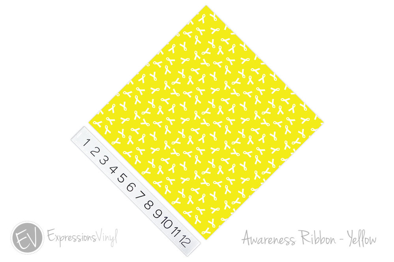 12x12 Permanent Patterned Vinyl - Awareness Ribbon - Yellow - Expressions  Vinyl