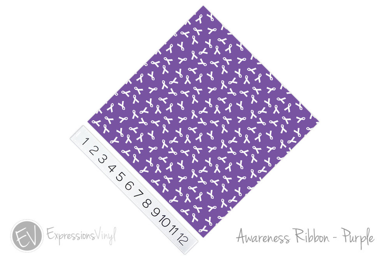 12x12 Permanent Patterned Vinyl - Awareness Ribbon - Purple - Expressions  Vinyl