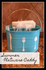 Flatware Caddy with vinyl - cut with a cricut machine.