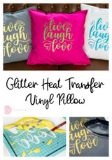 Using Siser Glitter Heat Transfer Vinyl on a Pillow.