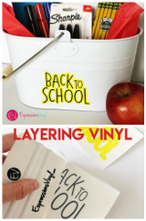 Back to school pail with adhesive vinyl