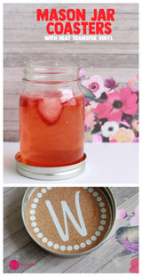 Personalized Mason Jar Coasters with heat transfer Vinyl 