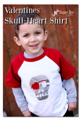 Layered T-Shirt Vinyl - Skull Heart Patch Valentine Shirt