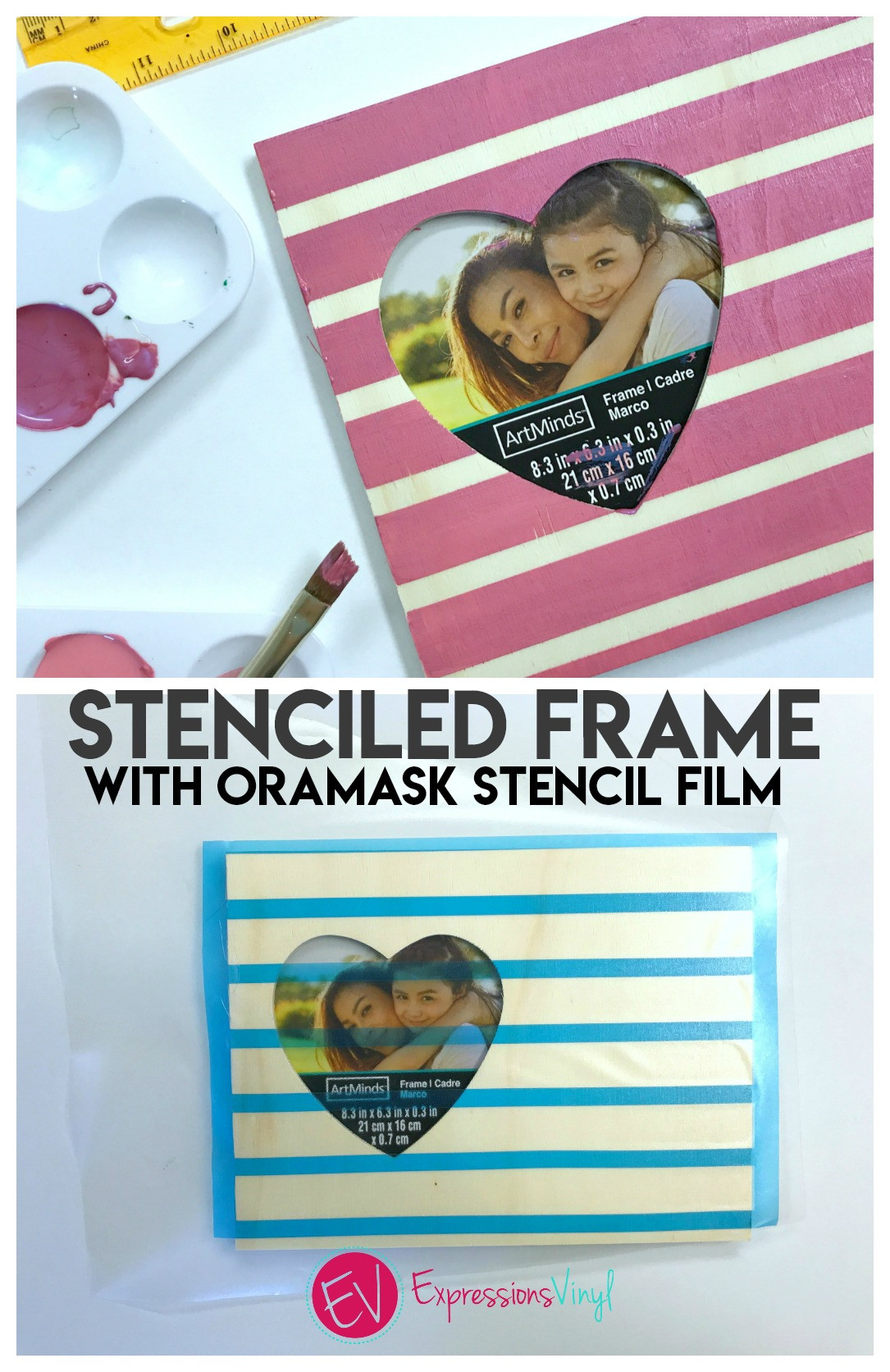 Stenciled frame with oramask Expressions Vinyl