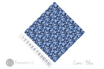 12"x12" Permanent Patterned Vinyl - Camo Blue