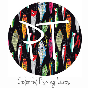 12"x12" Patterned Heat Transfer Vinyl - Colorful Fishing Lures
