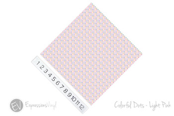 12"x12" Permanent Patterned Vinyl - Colorful Dots - Light Pink