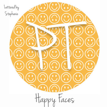 12"x12" Patterned Heat Transfer Vinyl - Happy Faces (Lettered by Stephanie)