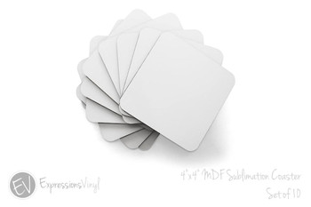 4"x4" White Sublimation Coasters - 10 Pack