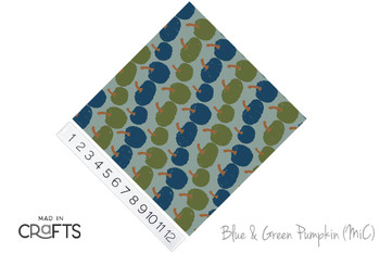 12" x 12" Permanent Patterned Vinyl - Blue & Green Pumpkins (MiC)