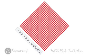 12"x12" Permanent Patterned Vinyl - Buffalo Plaid - Red/White