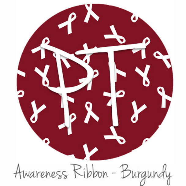 12"x12" Permanent Patterned Vinyl - Awareness Ribbon - Burgundy