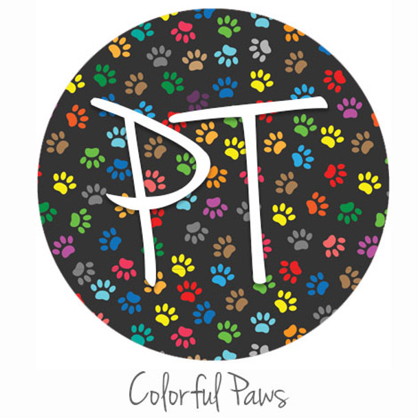 12"x12" Permanent Patterned Vinyl - Colorful Paws