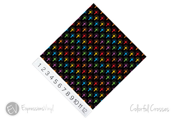 Permanent Patterned Vinyl - Colorful Crosses