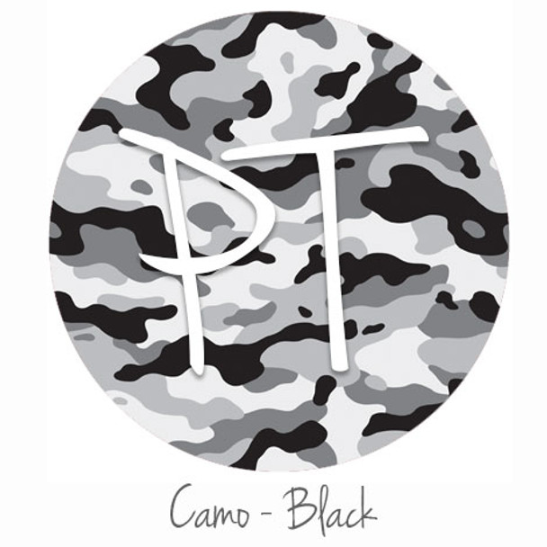 12"x12" Permanent Patterned Vinyl - Camo Black