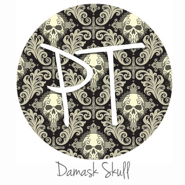 12"x12" Patterned Heat Transfer Vinyl - Damask Skulls