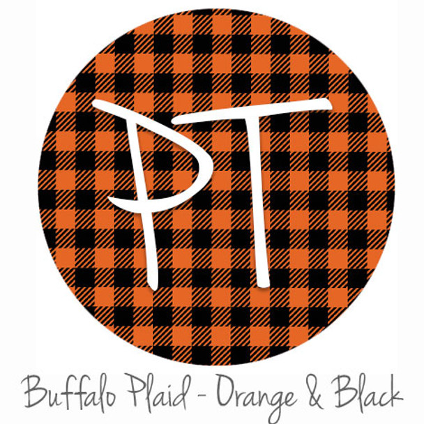 12"x12" Patterned Heat Transfer Vinyl - Buffalo Plaid - Orange/Black