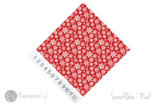 12"x12" Patterned Heat Transfer Vinyl - Snowflakes - Red