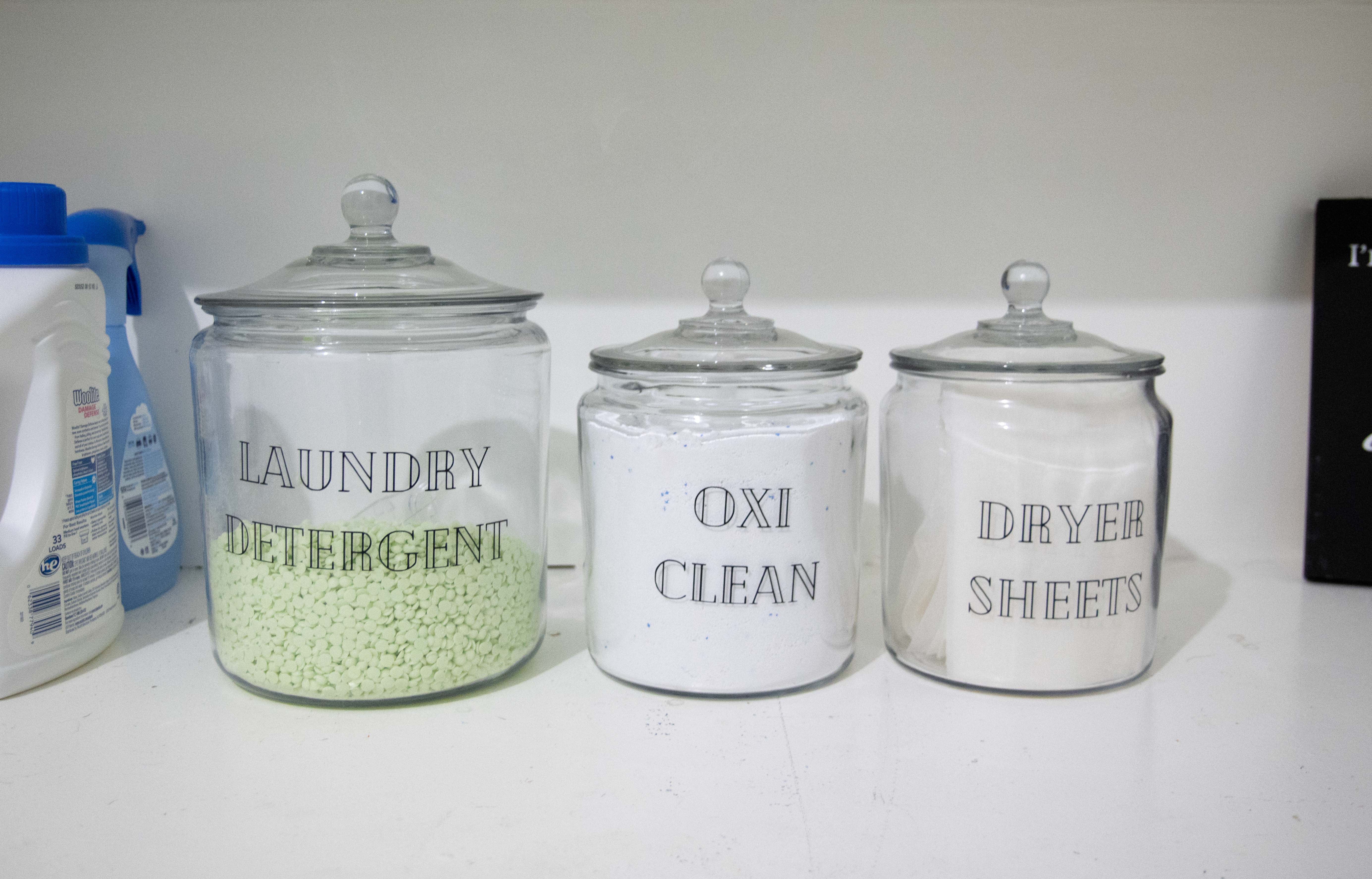 Laundry Room Organization Containers with Vinyl