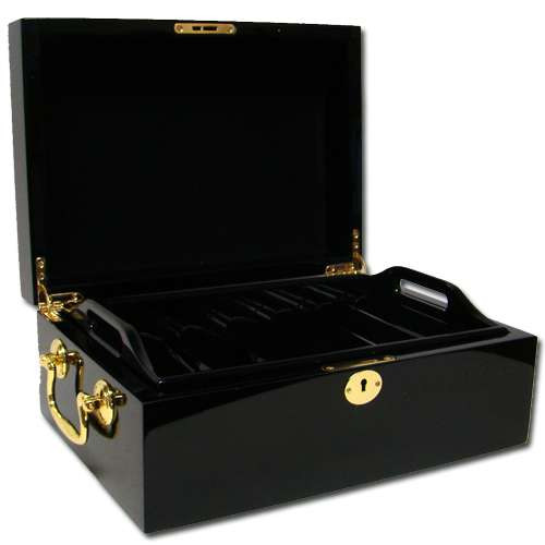 500 Chip Black Mahogany Wooden Poker Case