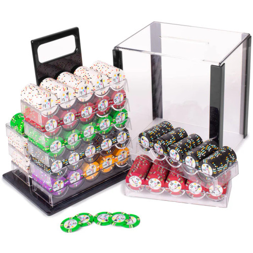 1,000 Desert Heat Poker Chip Set with Acrylic Carrying Case