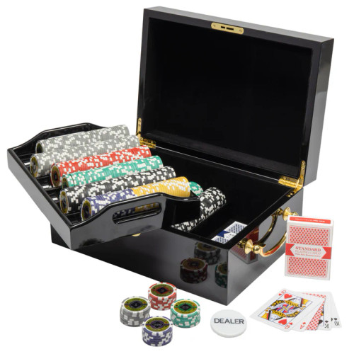 500 Black Diamond Poker Chip Set with Black Mahogany Case