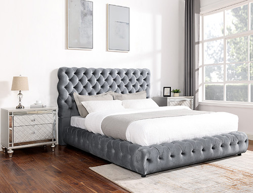Flory Grey Queen Bed