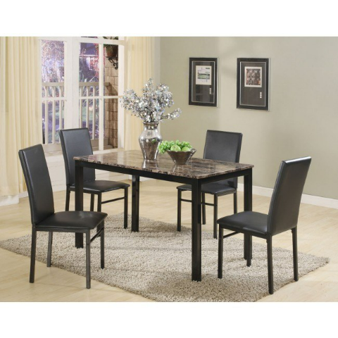 Citico Metal Black Faux Marble Dining Set