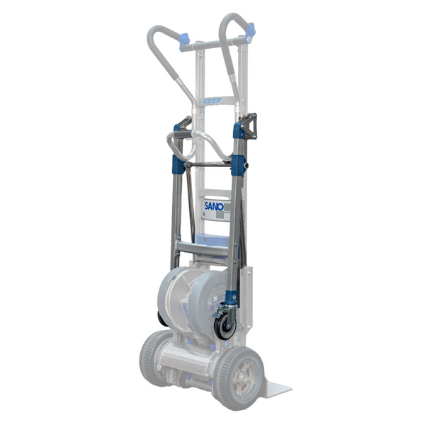 Sano LiftKar HD Pro Dolly Kick Out system shown folded into the handtruck in an upright position