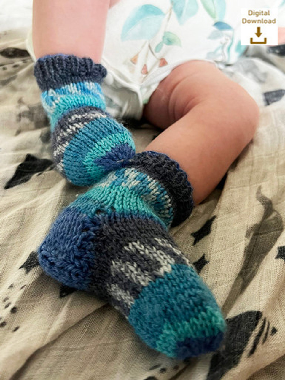 Winter Socks Digital Newborn Knitting Pattern