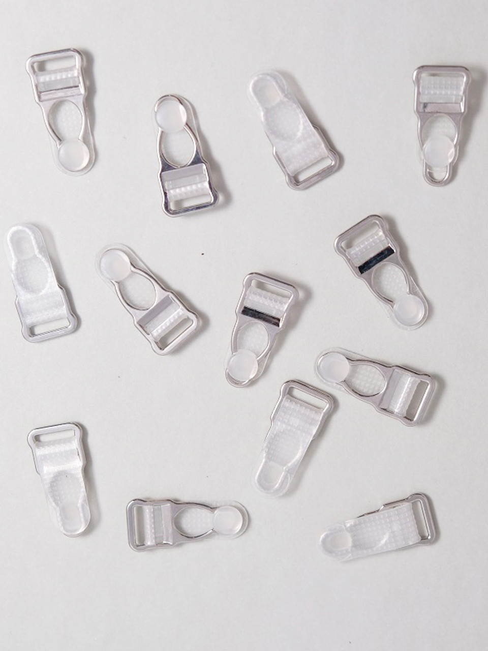 Clear Silver Suspender Clips