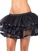 Black tiered chiffon skirt with satin trim